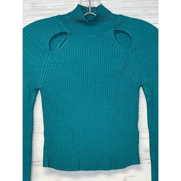 Urban Outfitters Sweater Womens Medium Ribbed Cut Out Mock Neck Long Sleeve Knit - Picture 2 of 9